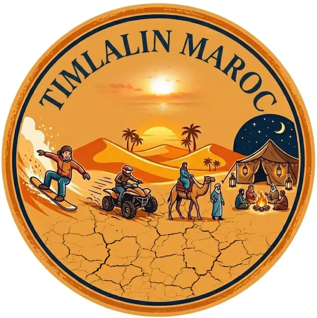 Timlalin Maroc logo featuring Morocco's famous Timlalin sand dunes near Agadir